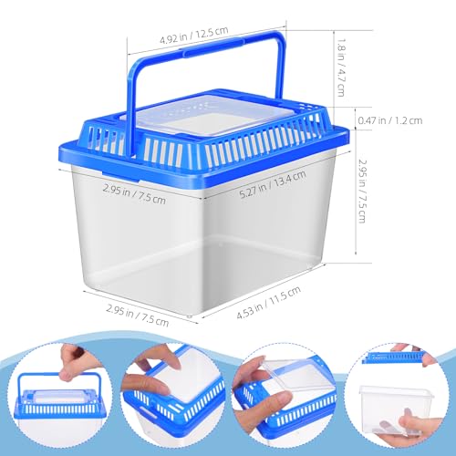 SEWACC Plastic Turtle Tank with Lid, Portable Aquarium Enclosure for Home and Travel, Clear Reptile Carrier Box for and Lizards, Sturdy Pet Habitat