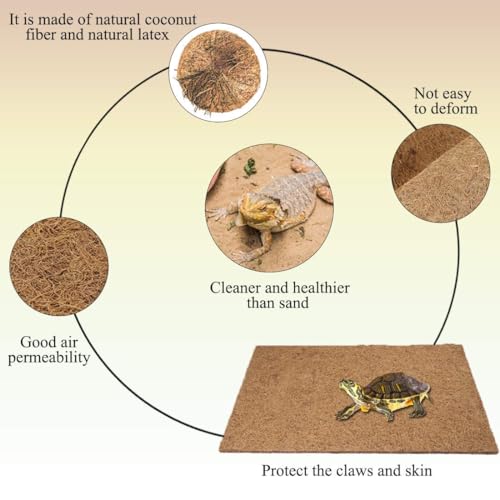 Hamiledyi 35.4×15.7" Reptile Carpet Coconut Fiber Substrate Large Lizard Cage Mat Coco Fiber Liner Snake Bedding Natual Coconut Fiber Carpet for Bearded Dragon Turtles Iguana Tortoises - size: 15.7x35.4inch