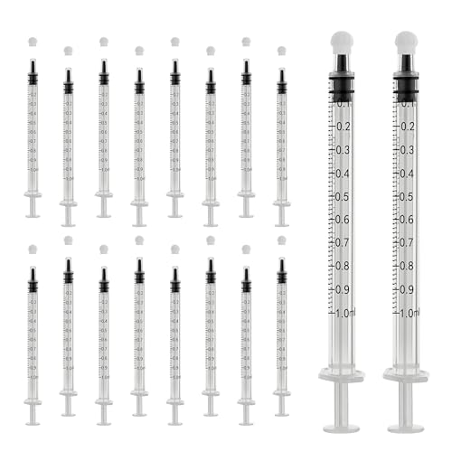 30Pack 1ml/cc Syringe for Liquid with Caps - Liquid Measuring Syringe - Syringes Tools for Scientific Labs, Feeding, Jello Shots - Individually Sterile Sealed, White