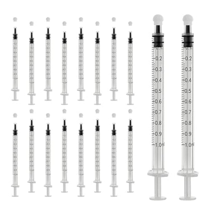 30Pack 1ml/cc Syringe for Liquid with Caps - Liquid Measuring Syringe - Syringes Tools for Scientific Labs, Feeding, Jello Shots - Individually Sterile Sealed, White