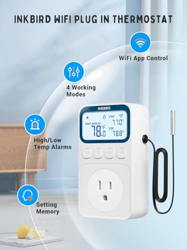 INKBIRD Plug in Thermostat WiFi 1800W 15A Heating Cooling Timer Countdown Mode - size: 1800W 15A WIFI