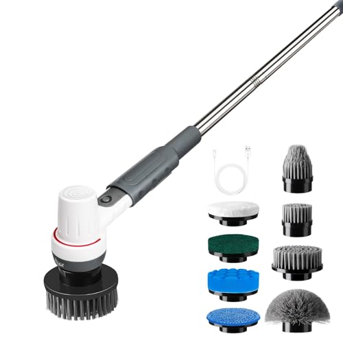 AQQA 8-in-1 Electric Aquarium Cleaning Kit, Grey | IPX9 Waterproof, Cordless Rechargeable, Glass Scrubber, Handheld Fish Tank Cleaner