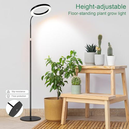 LBW 10.2in Grow Lights for Indoor Plants Full Spectrum with Stand, Floor Plant Growing Lamp for Large Plants, Auto ON/Off Timer 4/8/12H, 4 Dimmable Levels, 68in Adjustable Height - size: 1 Head 10.2" Jumbo Black