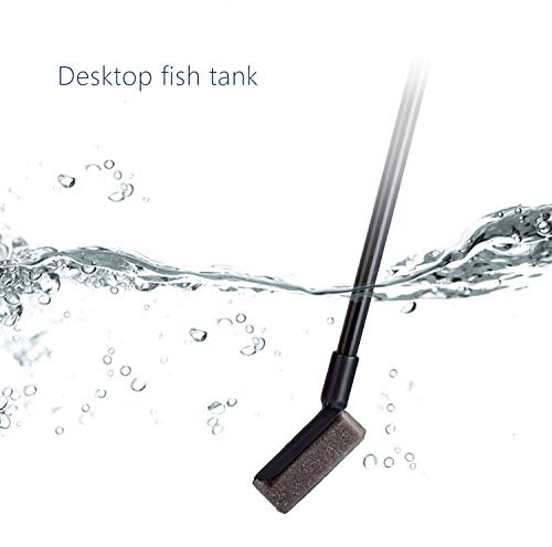 Aquarium Fish Tank Cleaning Tool Set, 4-in-1 Multi-Function Aquarium Cleaning Kit Fishing Net + Gravel Rake + Plant Fork + Sponge Brush with Long Handle for Aquarium