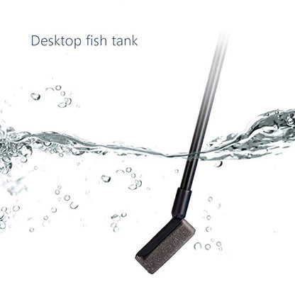 Aquarium Fish Tank Cleaning Tool Set, 4-in-1 Multi-Function Aquarium Cleaning Kit Fishing Net + Gravel Rake + Plant Fork + Sponge Brush with Long Handle for Aquarium