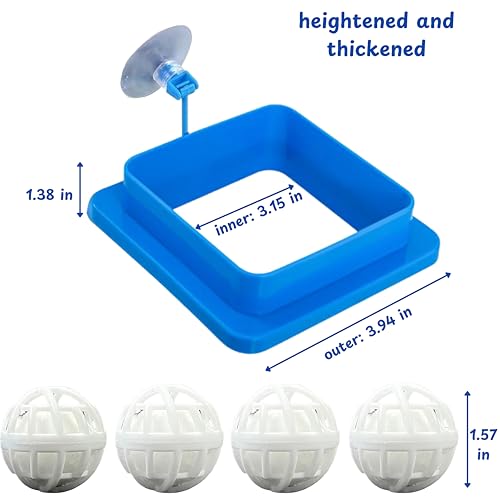 Aquatic Turtle Tank Accessories Feeding Ring and Nitrifying Balls, Turtle Feeding Ring with Suction Cup, Fish Food Holder and Aquatic Toys for Turtles Tortoise Goldfish Guppy Koi Puffer (Blue, Square) - size: Square