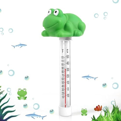 Floating Pool Thermometer, Large Display with String Easy to Read, Shatter Resistant, Water Temperature Thermometer for Outdoor & Indoor Swimming Pools, Spas, Hot Tubs,Ice Bath & Aquariums (Frog) - color: Green