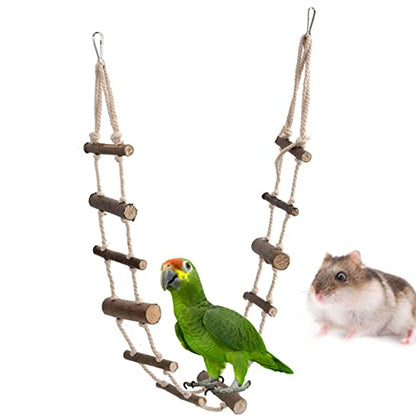 39.4in Rope Ladder Bird Ladder Wooden Bird Bridge Hamster Bridge | Rope Ladder for Small Pets Hamsters Mice Gerbils Parrots and Chinchillas