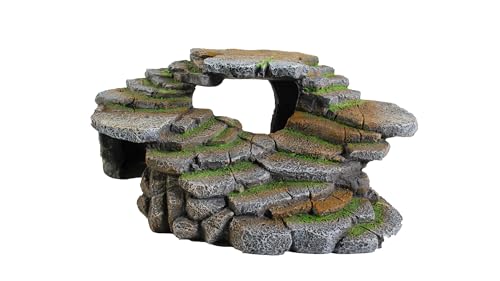 PENN-PLAX (REP183) Reptology Shale Scape Step Ledge & Cave Hideout – Decorative Resin for Aquariums & Terrariums – Great for Reptiles, Amphibians, and Fish – Large - size: Large 1