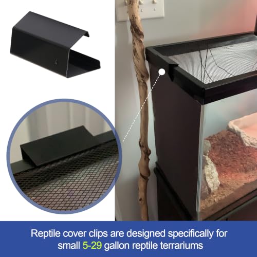 Reptile Screen Tank Clips,Terrarium Covers Heavy Duty Screen Clip for 5-29G | Reptile Aquarium Lid Clip, Screen Tank Metal Clip Escape for an Array of Reptiles from Terrarium, 6PCS