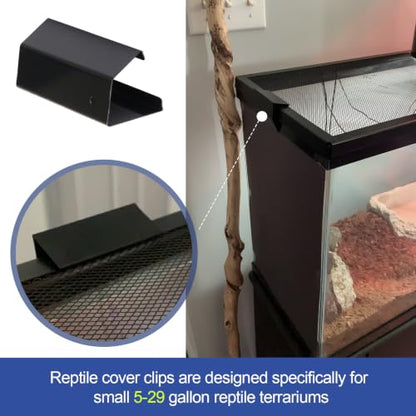 Reptile Screen Tank Clips,Terrarium Covers Heavy Duty Screen Clip for 5-29G | Reptile Aquarium Lid Clip, Screen Tank Metal Clip Escape for an Array of Reptiles from Terrarium, 6PCS