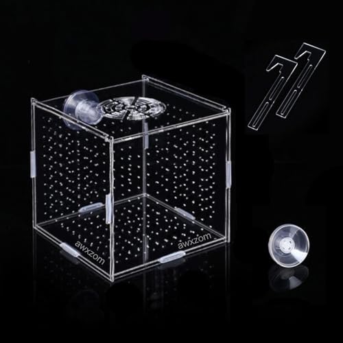 AWXZOM Acrylic Fish breeding Box, Acrylic Fish Isolation Box, Fish Separator for Aquarium, Hatchery Incubator with Suction Cups for Small Baby Fishes Shrimp Clownfish Guppy (3.9 * 3.9 * 3.9inch) - size: 3.9 * 3.9 * 3.9inch