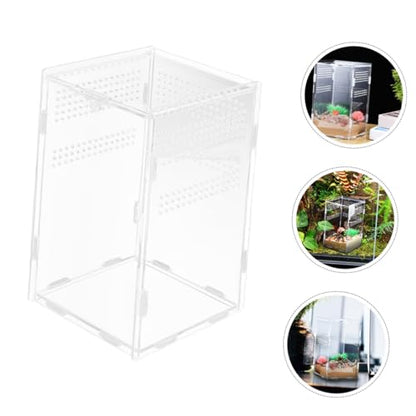 Kisangel Acrylic Reptile Egg Box Turtle Enclosure Tarantula Habitat Reptile Feeder Box Lizard Food Container Insect Feeding Lock