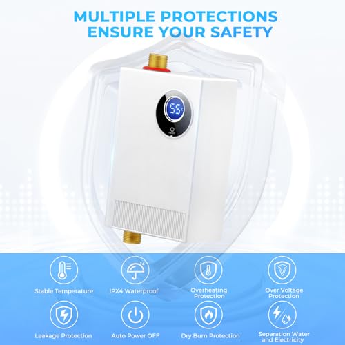 Tankless Water Heater Electric 110V, 3000W Under Sink Instant On Demand Hot Water Heater, Portable Mini Water Heaters with Digital Display for Kitchen Bathroom RV