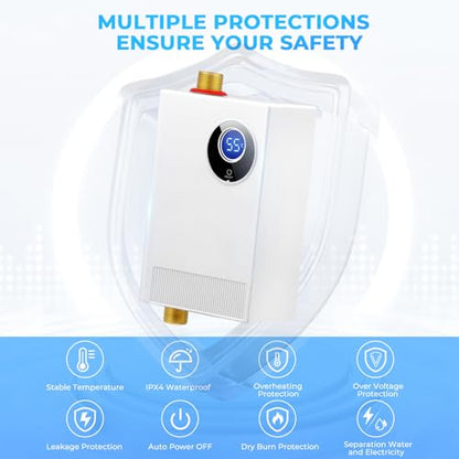 Tankless Water Heater Electric 110V, 3000W Under Sink Instant On Demand Hot Water Heater, Portable Mini Water Heaters with Digital Display for Kitchen Bathroom RV