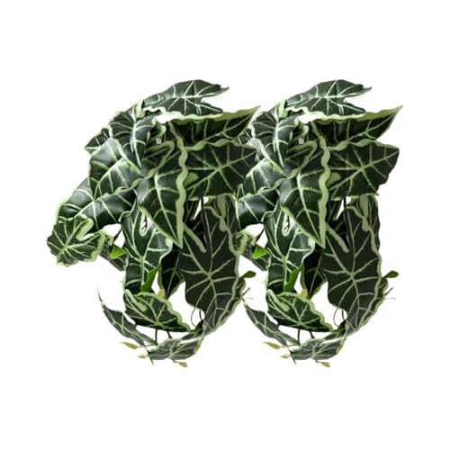 Reptile Plants for Terrarium, Artificial Hanging Plastic Plants with Suction Cups，Amphibian Tank Habitat Decor fit for Bearded Dragons Chameleon Lizards Snake 2Pack (J) - color: J