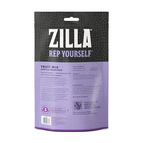 Zilla Reptile Food Munchies Fruit Mix for Pet Iguanas, Skinks, Tegus, Box Turtles, Tortoises & Hermit Crabs, 2.5 Ounce