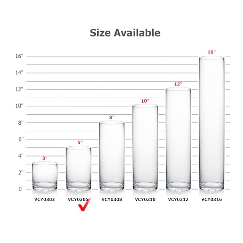 WGVI Quality Thick Clear Cylinder Glass Vase, 3" W x 5" H, Floral Container, Glass Candle Holder, Flower Vases, Wedding Centerpiece, Planter Terrarium, Table Top Home Décor Accent, 1 Piece - size: 3"x5"H