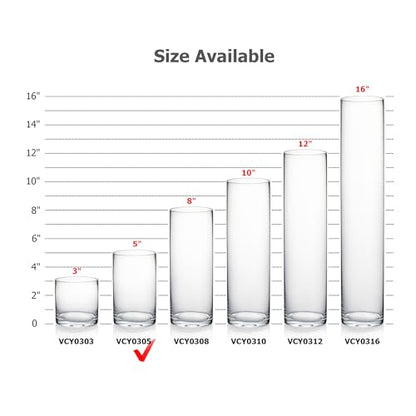 WGVI Quality Thick Clear Cylinder Glass Vase, 3" W x 5" H, Floral Container, Glass Candle Holder, Flower Vases, Wedding Centerpiece, Planter Terrarium, Table Top Home Décor Accent, 1 Piece - size: 3"x5"H