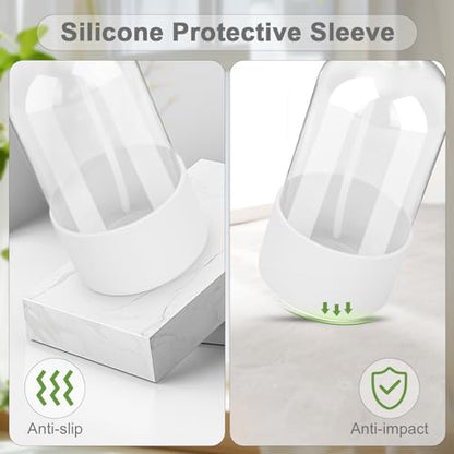Worldgsb 2 Pack Glass Spray Bottles with Silicone Sleeve, 16 oz Empty Refillable Containers with Adjustable Spray Nozzles, Spray Bottles for Hair, Cleaning Solutions and Plants White - color: White
