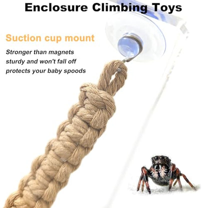 CYG&CL 2 Pack Jumping Spider Enclosure Climbing Toys, Hanging Jumping Spider Rope Bridge, Habitat Decor for Small Reptiles and Amphibians
