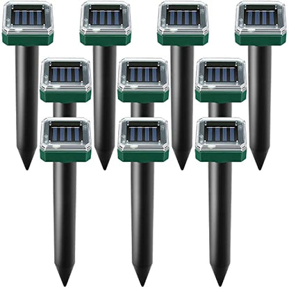 Mole Repellent Solar Powered, 10 Pack Solar Mole Repellents Ultrasonic for Vole, Snakes, Gopher, Waterproof Sonic Vole Deterrent Spikes,Snake Gopher for Garden and Yard - size: 1 Count (Pack of 10)