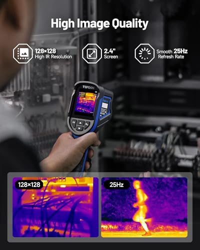 TOPDON TC004 Mini Thermal Imaging Camera, 240 x 240 TISR Resolution | 15H Battery Life, 25Hz Handheld Infrared Camera with High/Low Temp Alerts, Auto Shutdown, 128 x 128 IR Resolution, Blue
