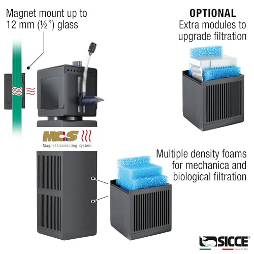 Sicce Shark PRO 700 Internal Aquarium Filter 190 GPH Submersible | Up to 53 Gallons | in-Tank Freshwater and Saltwater Application with Dual Removable Filter Cartridges | Fish Tank Turtle Terrarium - size: Shark PRO 700
