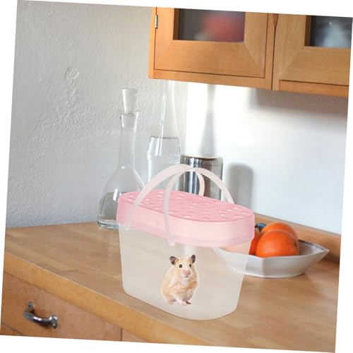 Mipcase 2pcs Small Pet Carriers Plastic Hamster Cages and Turtle Containers Medium Size Pink Portable Outdoor Travel Reptile Boxes for Hamsters and Small Animals