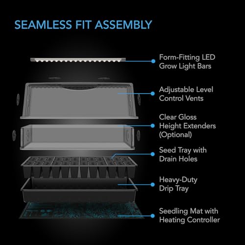 AC Infinity Heavy-Duty Large Humidity Dome 6x12 Germination Kit with Water-Proof Seedling Mat, Full Spectrum LED Grow Light Bars, Samsung LM301H EVO Diodes, Vented Extension Panels, for Seed Starting | Full Spectrum LED Grow Light Bars w/Samsung LM301H EV