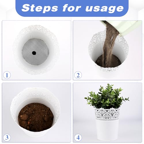20 Pcs Flower Pot Hole Mesh Pad, 4 Inch Round Bonsai Pots Bottom Grid Mat Keep Soil from Flowing Away Plant Pot Drainage Mesh Hole Screens for Garden Outdoor Potted Plants