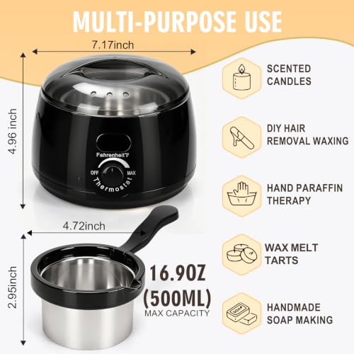 ZEROMX Electric Candle Wax Melter with Detachable Stainless Steel Pot and Digital Temperature Control, Wax Heater for DIY Candle Making, Soap Making, Wax Crafts, Easy Cleaning & Precise Crafting - color: Black
