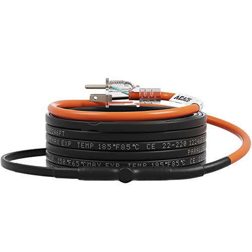 VEVOR Self-Regulating Pipe Heating Cable, 30-feet 5W/ft Heat Tape for Pipes Freeze Protection, Protects PVC Hose, Metal and Plastic Pipe from Freezing, 120V - size: 30 Feet