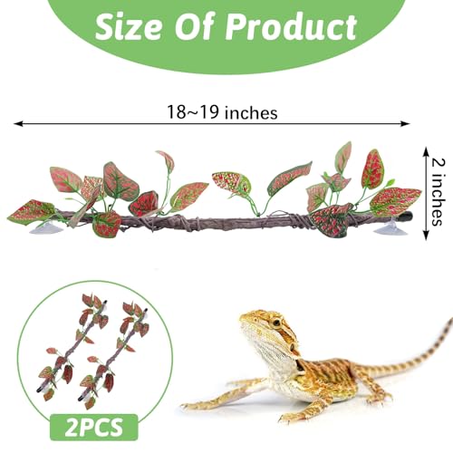 VCEPJH Loose Coconut Fiber Substrate 2 Pack Natural Coco Coir Reptile Bedding and Reptile Climbing Branch Decor 2 Pcs Bendable Jungle Vine for Gecko Bearded Dragons, Snake,Frogs