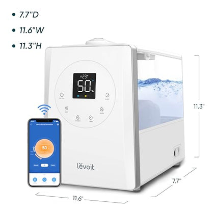 Levoit LV600S Smart Warm&Cool Mist Humidifiers for Home Bedroom Large Room | 6L 753ft² Coverage, Quickly & Evenly Humidify Whole House, Easy Top Fill, Smart Sensor, App & Voice Control, Quiet Sleep Mode