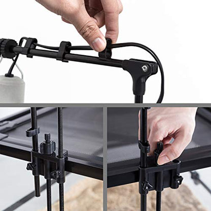 REPTI ZOO Reptile Dual Lamp Stand Lamp Hanger Holder Adjustable Metal Lamp Support for Reptile Glass Terrarium Heating Light - style: LH001D