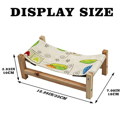 Dnoifne Reptile Hammock Swing Hanging Bed, Wooden Lizard Bed, Reptile Summer Bed, Tank & Aquarium Decor Accessories for Bearded Dragon Leopard Gecko Lizard - size: Large
