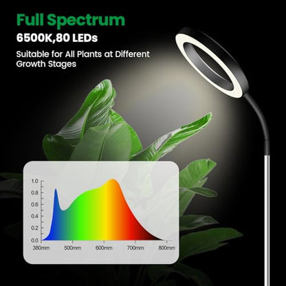 Plant Light, Full Spectrum Grow Light, 65'' Height Adjustable 3Pack | 6000K Grow Light, 3 Colors Modes, 5 Dimmable Levels, 6/12/16H Timer, Soil Insert, for Large Plants - size: Black-3Pack