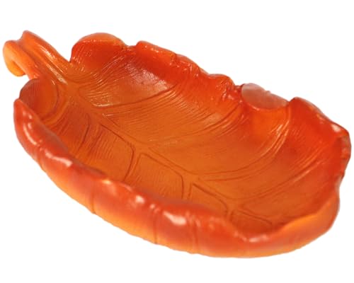 Food/Water Dish for Reptiles, Amphibians and Other Little Critters Water/Food Bowl, Made from Premium Resin (Yellow Leaf Bowl)