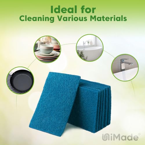 UNIMADE Non-Scratch Scouring Pads, 96Pcs Household Scour Pads | for Kitchen, Garage and Outdoors, Reusable Dish Scrubber Pads for Pan and Metal Grill - Blue - color: Blue, size: 96 Pack