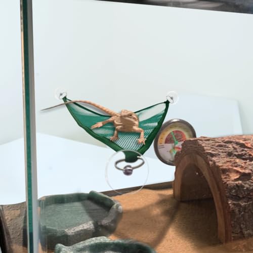 2 Pcs Bearded Dragon Lizard Hammock, Geckos Hammock, Breathable Mesh Reptile Hammock, Suitable for Iguanas, Anoles, Geckos, Snakes, Chameleon（Green） - color: Green