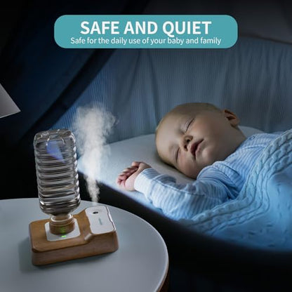 Travel Humidifier, Portable Humidifier for Plants, Bedroom, Office, Hotel or Car, Battery Operated Mini Cool Mist Humidifiers, Quiet 23dB, Auto-off, Night Light & BPA-Free, Wood Grain - color: Wood Grain