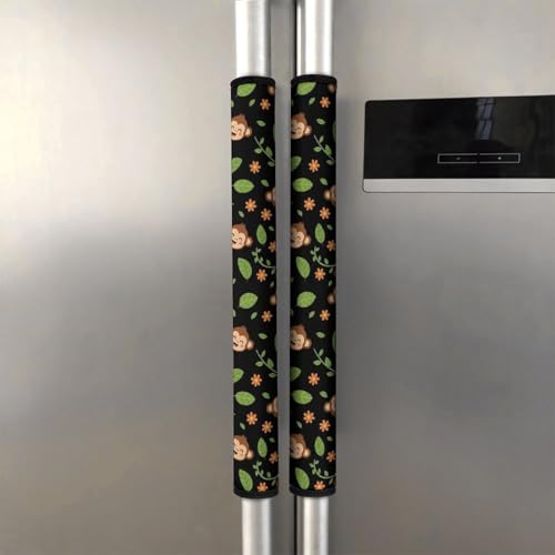 2 Pieces Refrigerator Door Handle Covers Anti Slip Kitchen Appliance Protector Sleeve Animal Print Monkey Microwave Dishwasher Fridge Handle Cover - color: Design(562)
