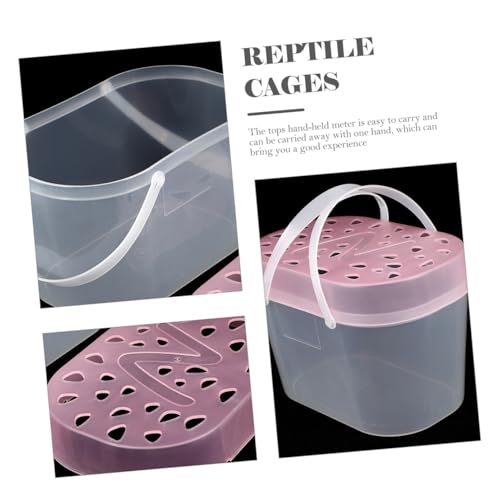 Luxshiny 2pcs Small Pet Cage and Plastic Reptile Container Portable Handheld Hamster and Turtle Carrier Boxes for Travel and Outdoor Use