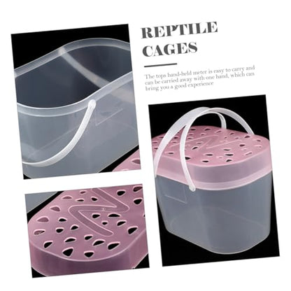 Luxshiny 2pcs Small Pet Cage and Plastic Reptile Container Portable Handheld Hamster and Turtle Carrier Boxes for Travel and Outdoor Use