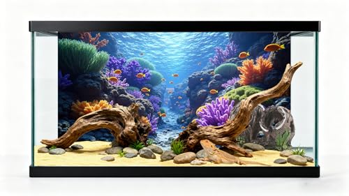 3 Pack Aquarium Background 48x24 inches Fabric Aquarium Background Fish Tank Undersea Corals Sunshines Rock Aquatic Plants - size: 48X24inch