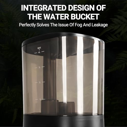 REPTI ZOO 4L Reptile Fogger Mister, Reptile Humidifier with Integrated Water Tank Design for Reduced Leaking, Ultra Quiet Terrariums Digital Tank Timing Humidifier, Intermittent Humidification Fogger