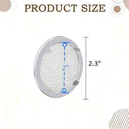2 Inch Circular Vent Cover 6-Pack, Steel Mesh Screen with Tab Fasteners | 2 Inch Diameter Circular Screen, Metal Mesh for Display Cases Spice Racks Pet Cages, Durable Steel Mesh