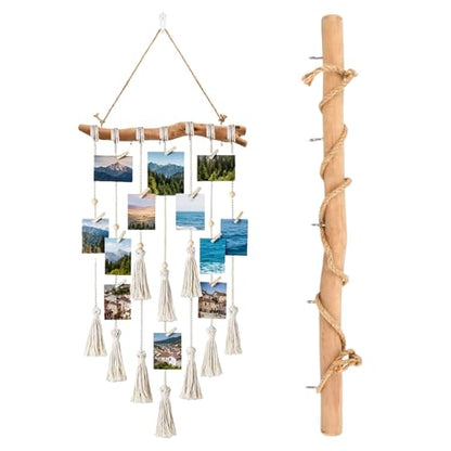 2Pcs 15 Inch Natural Driftwood Decorative Branches Farmhouse Home Wall Hanging Decor Hanging Jewelry Organizers with 5 Hooks Decorative Farmhouse Home Wall Decor