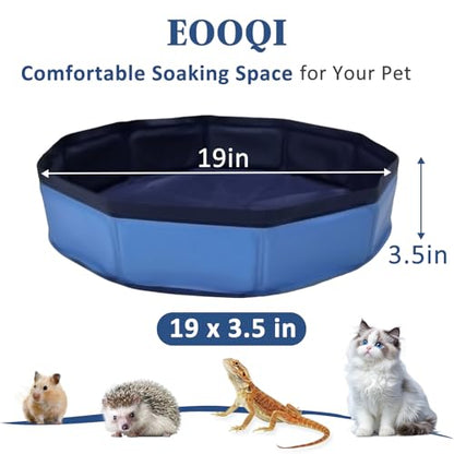 Eooqi Foldable Bearded Dragon Bath Tub, Blue 19 x 3.5 in Reptile Pool | Collapsible Non-Slip Reptile Water Tub for Lizards, Hedgehogs & Small Pets, Reinforced Bottom for Stability & Grooming - color: Blue
